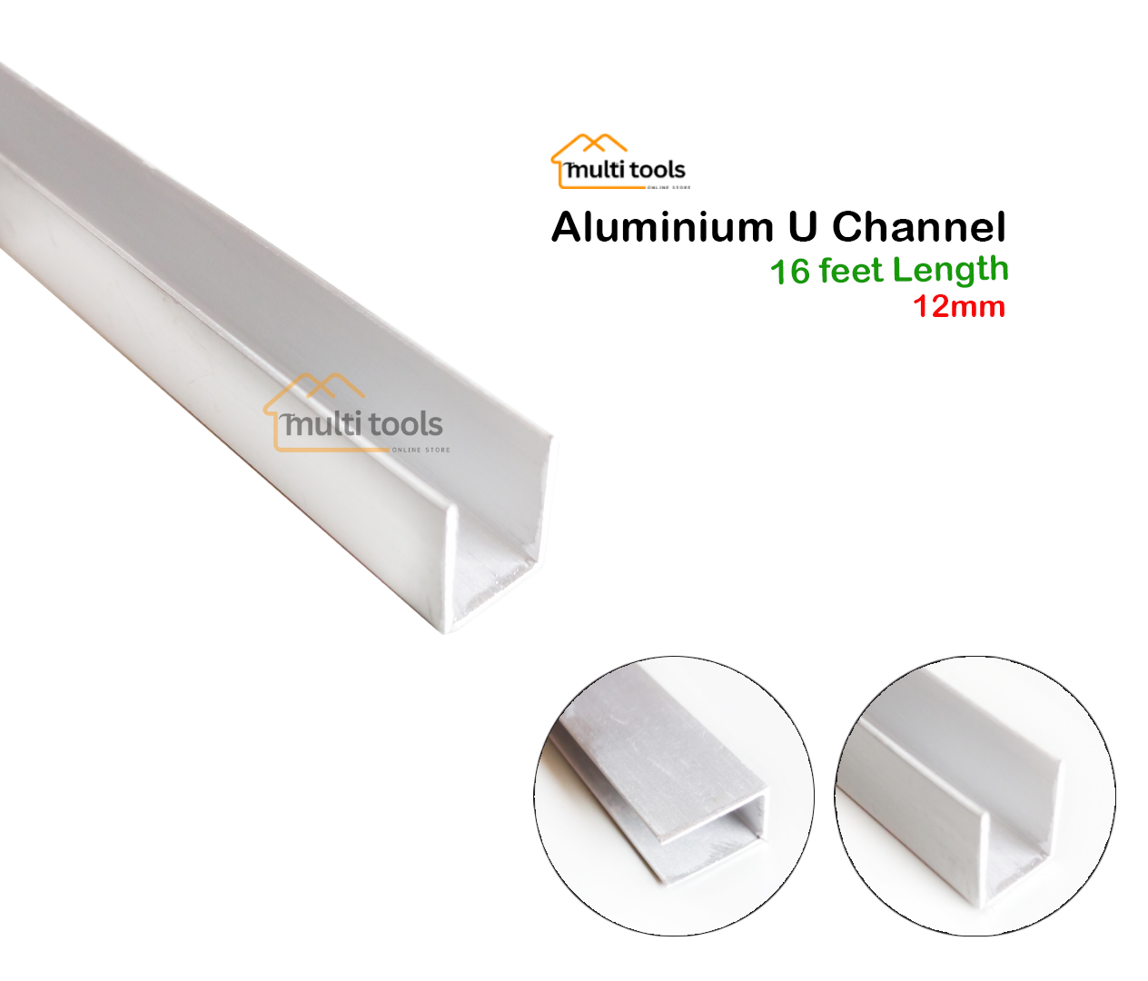 12mm X 16 Feet U Channel Aluminum